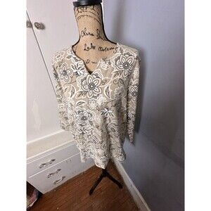 Alfred Dunner Women's Floral Blouse, Multicolored, 3/4 Sleeve, Size Medium